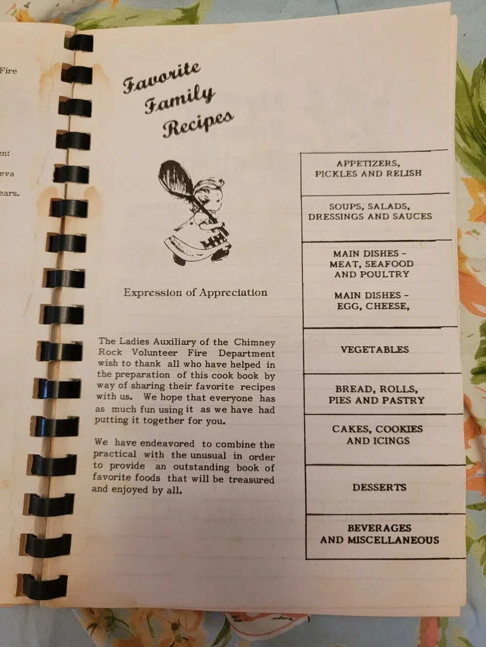 Vintage Chimney Rock Volunteer Fire Dept Ladies Auxiliary Cookbook 1993-1994